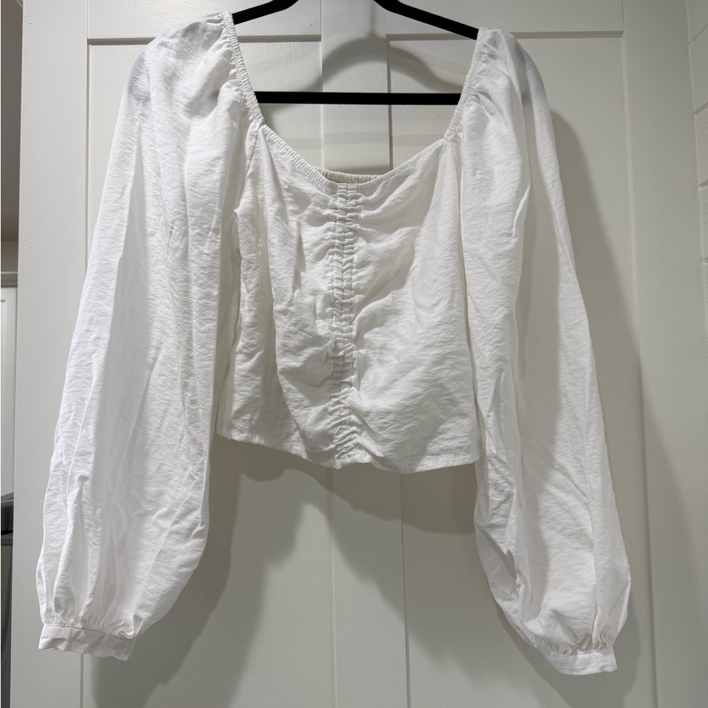 a new day White Blouse with Puff Sleeves